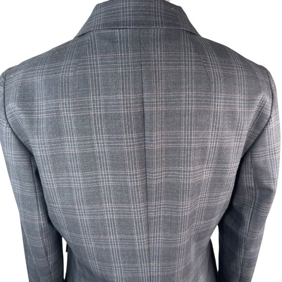 Talbots Grey Size 4 Plaid Two-Button Blazer Wool Blend - Picture 10 of 14